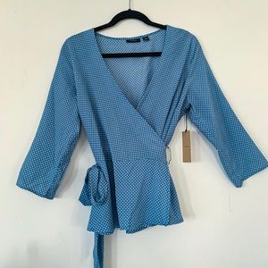 ☀️ Halogen Wrap Blouse Polka Dot